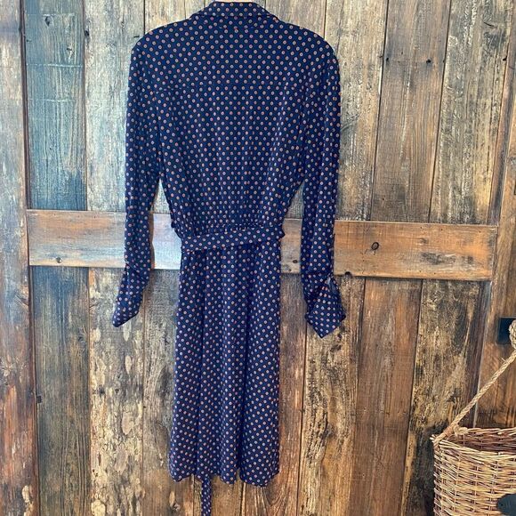 Coldwater Creek Sz 12 Blue Orange Circles Classic ‘90s Work Career Shirtdress - Picture 4 of 11